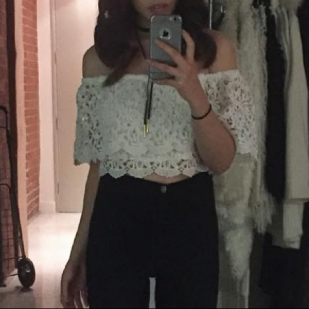 Lace off shoulder top